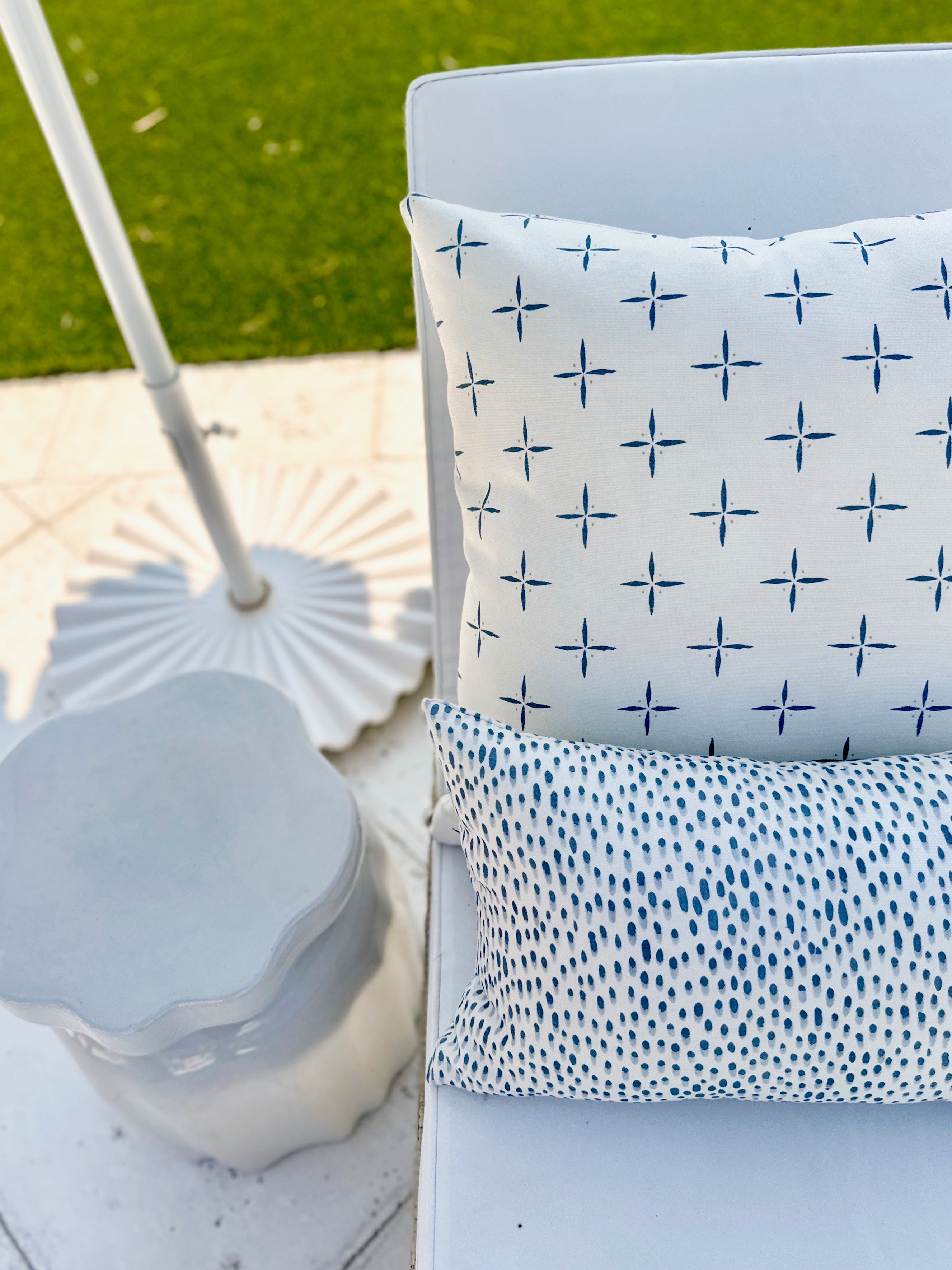 Porch Perfect Pillow in Gerty's Dot Indigo
